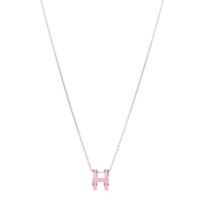 Hermes Lacquered Rose Gold Pop H Pendant Necklace Rose Dragee 1 of 8