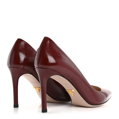 Prada Saffiano Vernice Pumps 36.5 Rosso 5 of 9