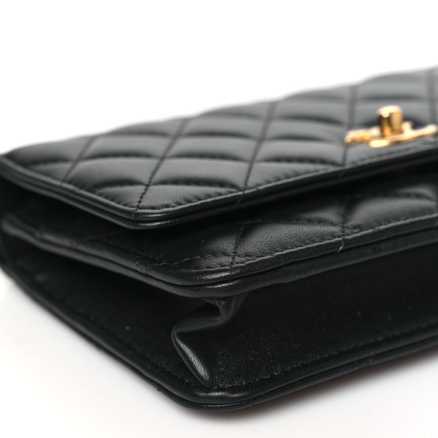 Lambskin Quilted Sweet Camellia Wallet On Chain WOC Black