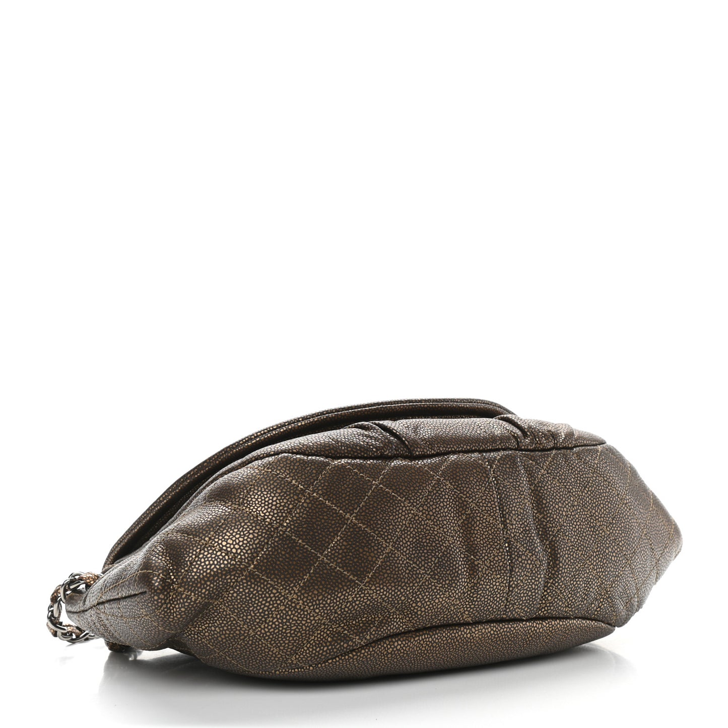 Metallic Caviar Half Moon Large Flap Bronze
