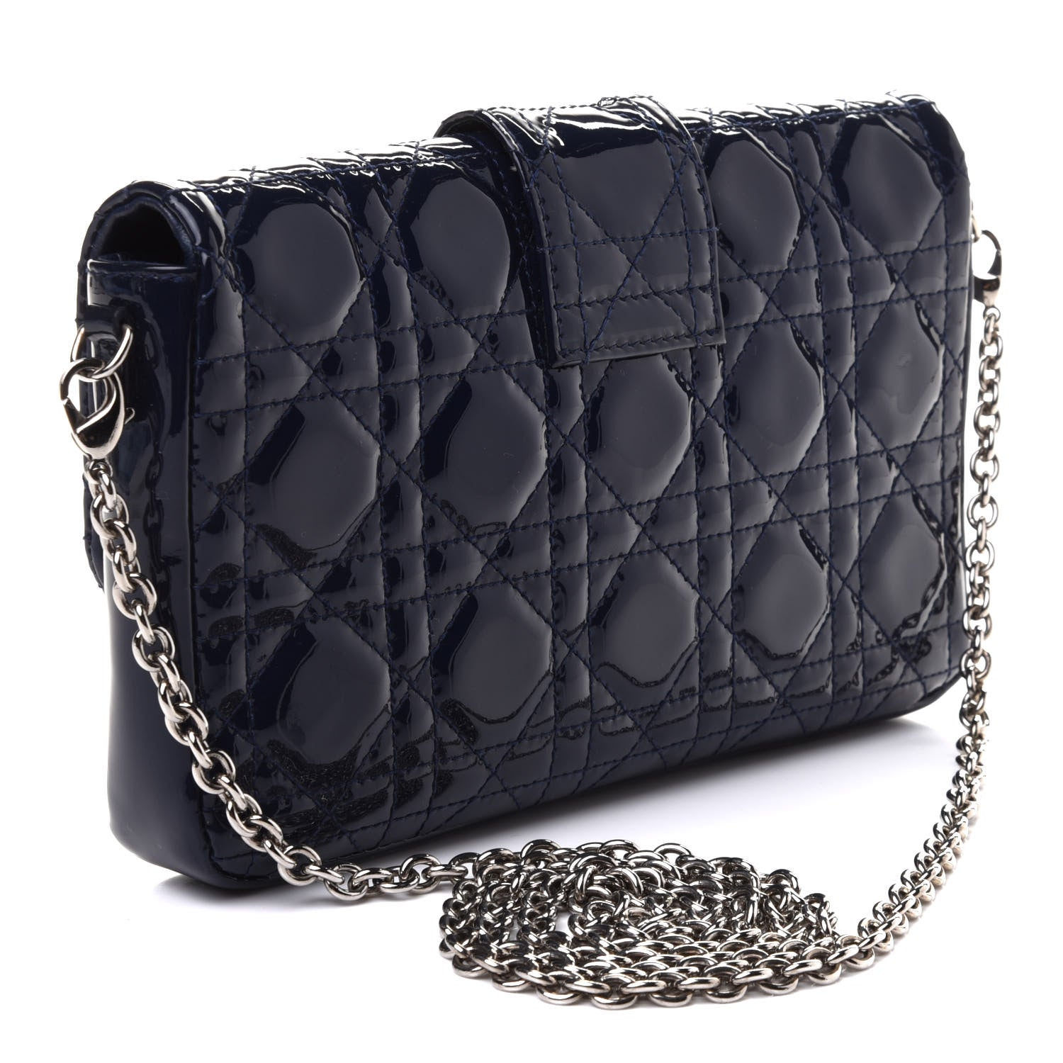 Christian Dior Patent Cannage New Lock Pouch Navy Blue 3 of 11