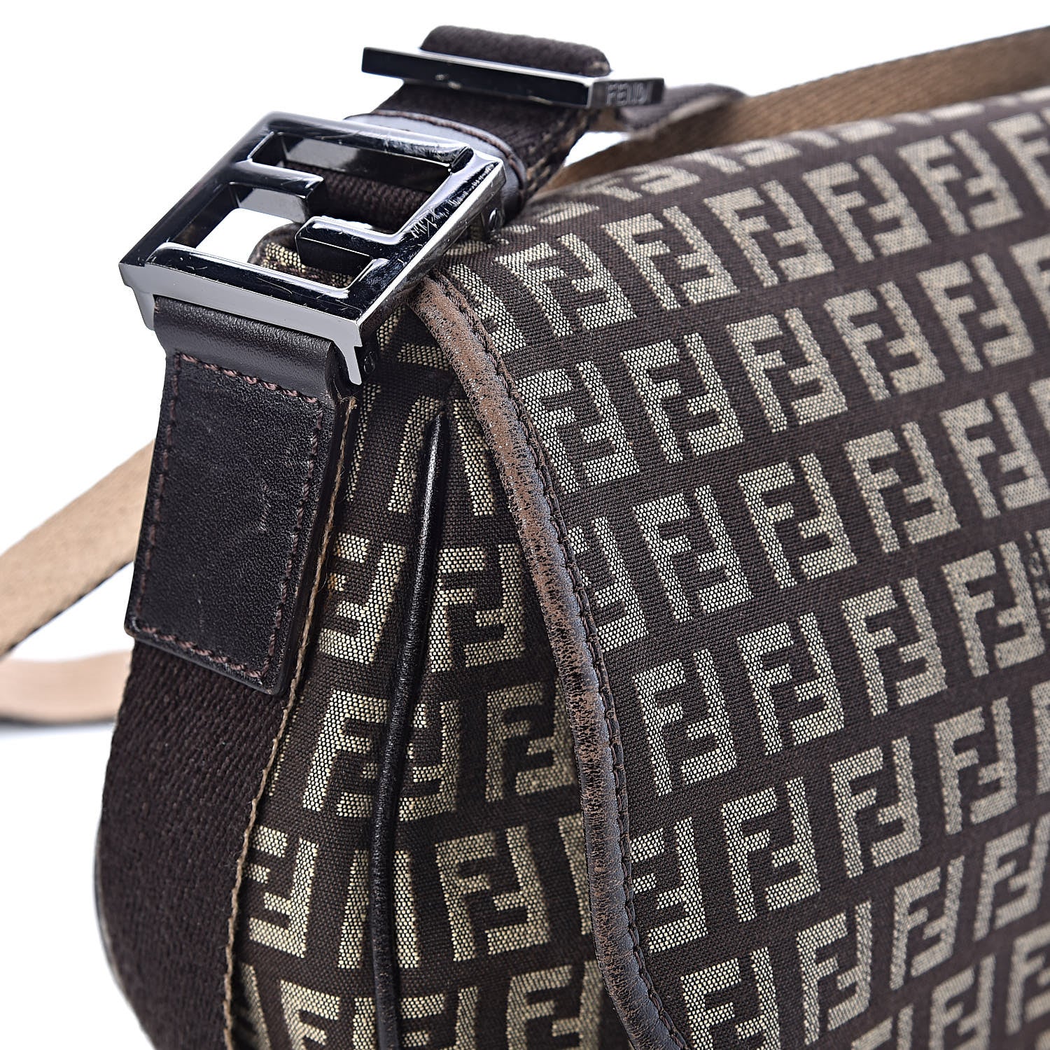 Fendi Zucchino Vitello Flap Messenger Satchel Testa di Moro Beige 9 of 14