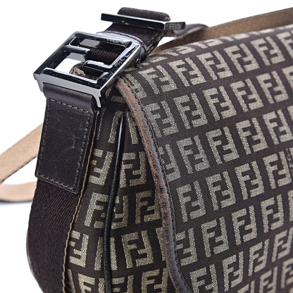 Fendi Zucchino Vitello Flap Messenger Satchel Testa di Moro Beige 9 of 14