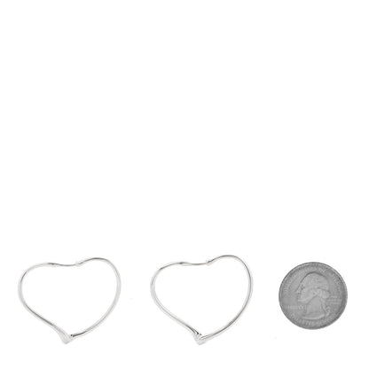 Tiffany Sterling Silver Small Elsa Peretti Open Heart Hoop Earrings 2 of 5