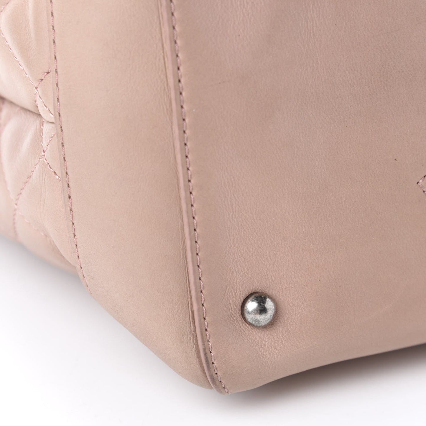 Calfskin Quilted Small Easy Shopping Tote Light Pink