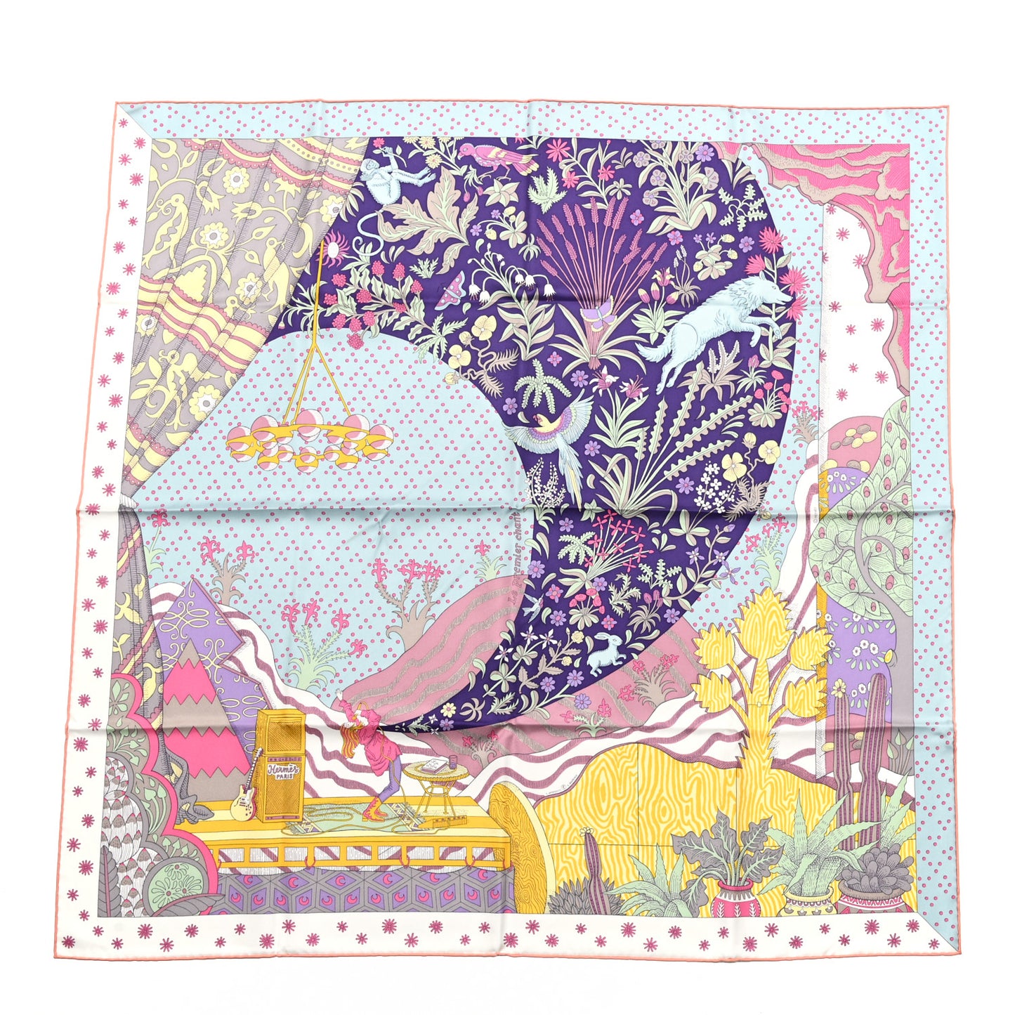 Silk Le Premier Chant Scarf 90 Violet Bleu Glacier