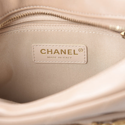 Chanel Calfskin Quilted Enchained Camera Case Bag Beige 7 of 9