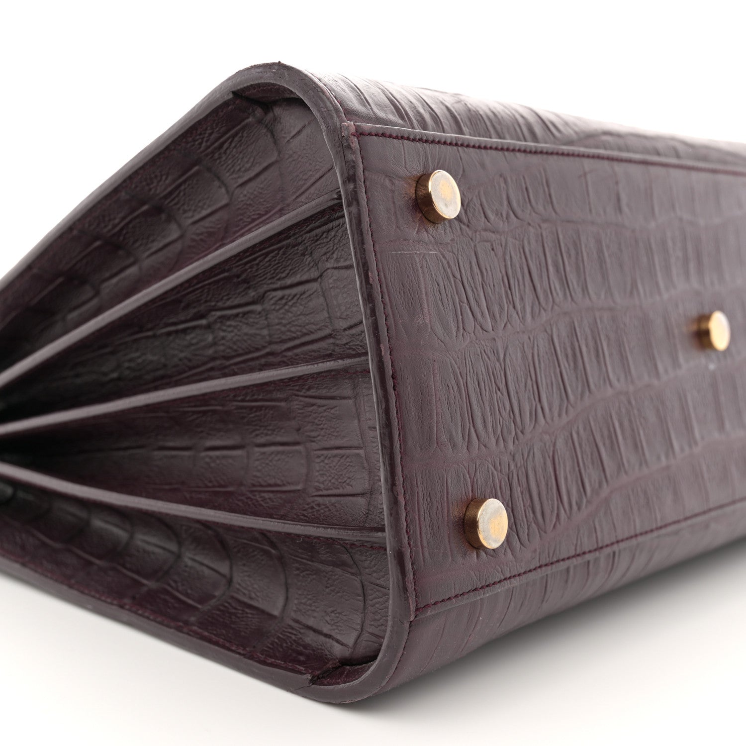 Saint Laurent Calfskin Crocodile Embossed Small Sac de Jour Wine 9 of 15