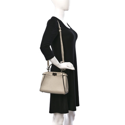 Fendi Cuoio Romano Selleria Mini Peekaboo Iconic Satchel Latte 2 of 13