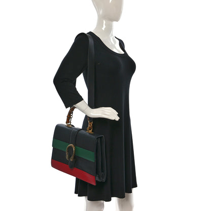 Gucci Calfskin Bamboo Web Large Dionysus Top Handle Bag Black Bright Evergreen Hibiscus Red 2 of 13