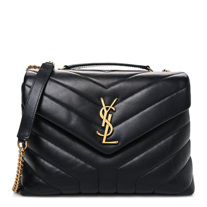Saint Laurent Calfskin Y Quilted Monogram Small Loulou Chain Satchel Black 1 of 10