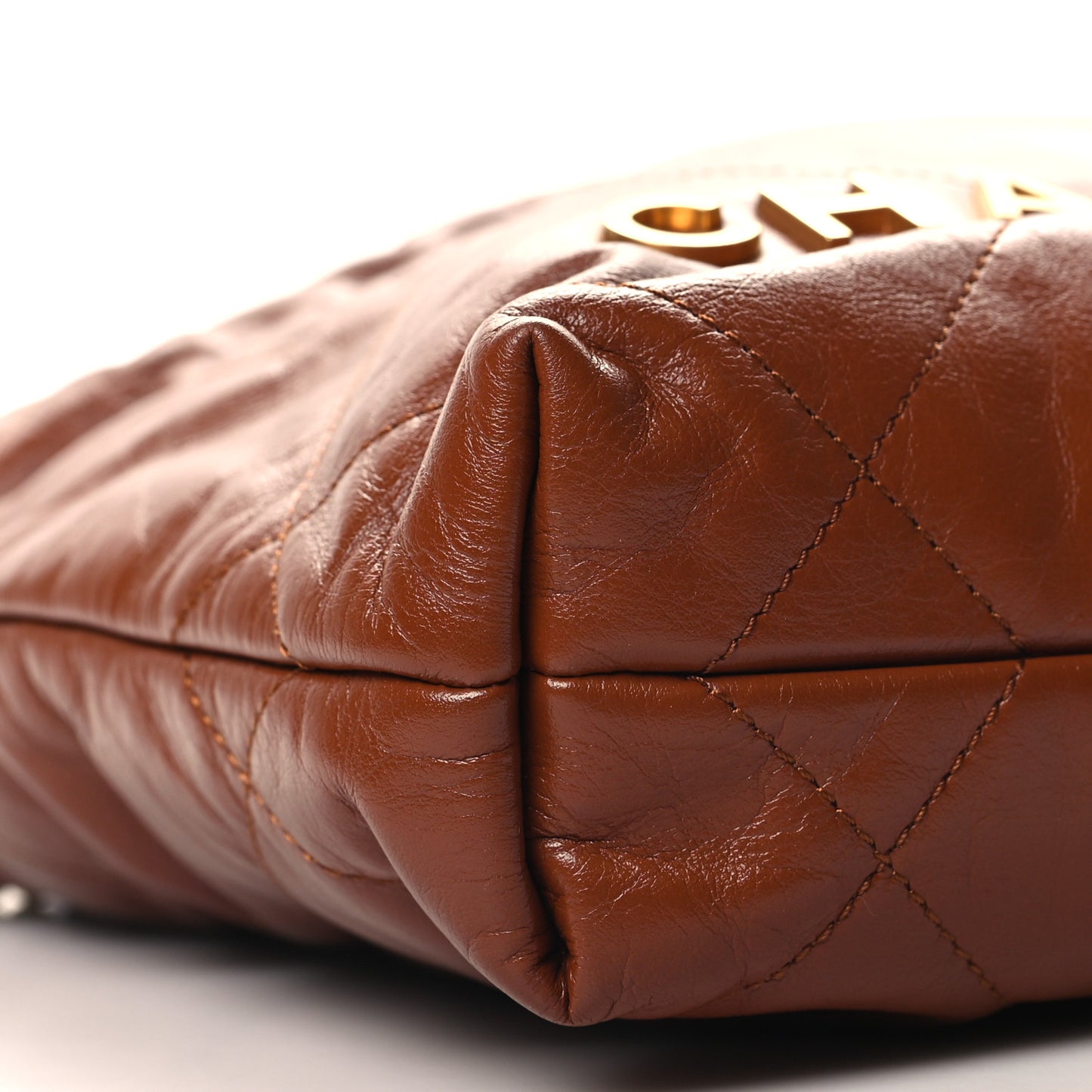 Shiny Calfskin Quilted Mini Chanel 22 Light Brown