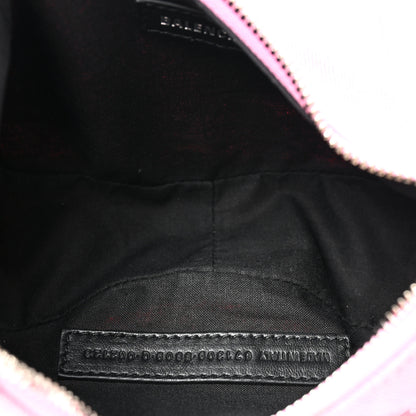 Balenciaga Washed Frayed Denim Crystal Le Cagole Shoulder Bag XS Denim Pink 5 of 14