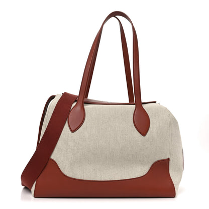 Loro Piana Calfskin Cotton Linen XL Sesia Happy Day Bag Natural Kummel 1 of 9