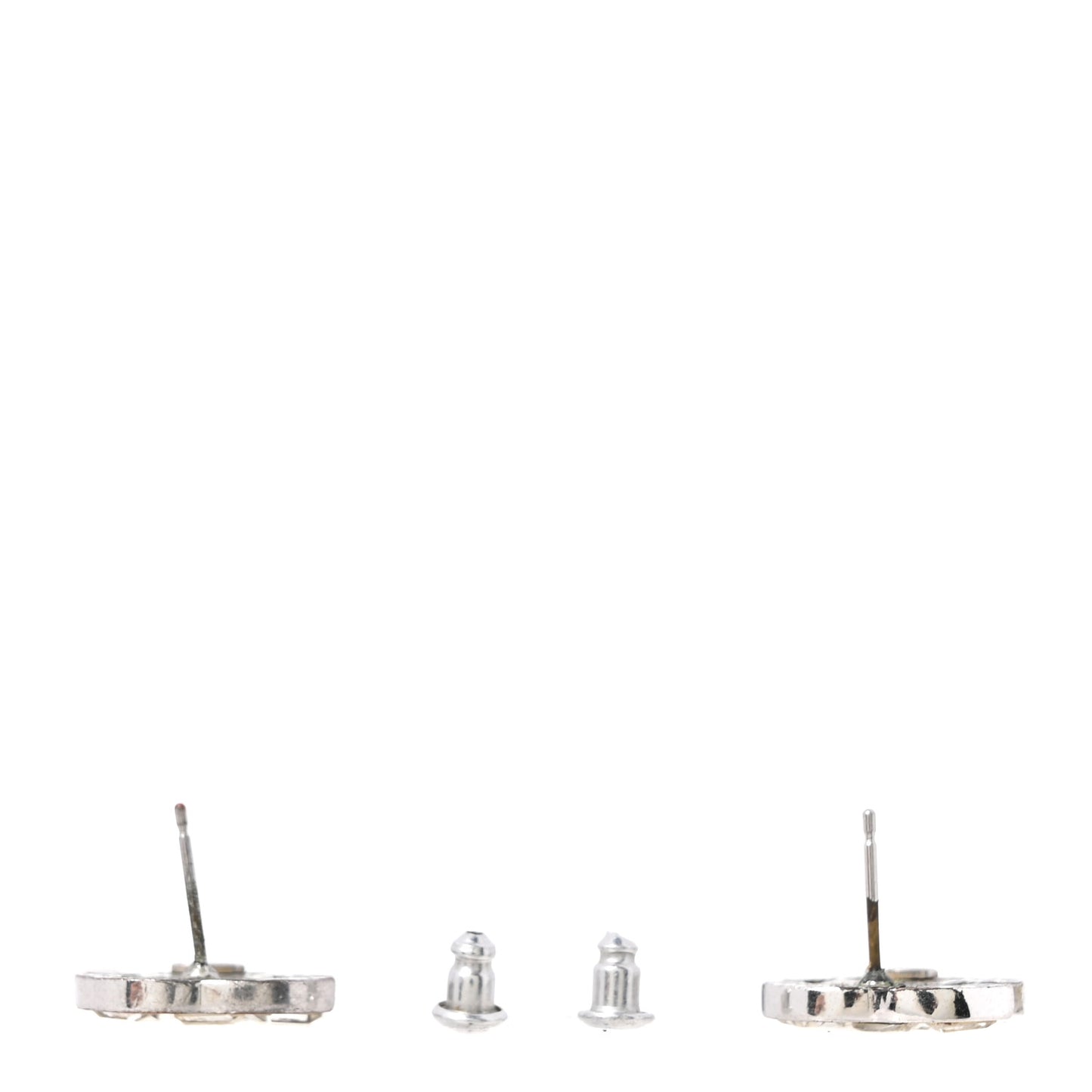 Baguette Crystal CC Earrings Silver