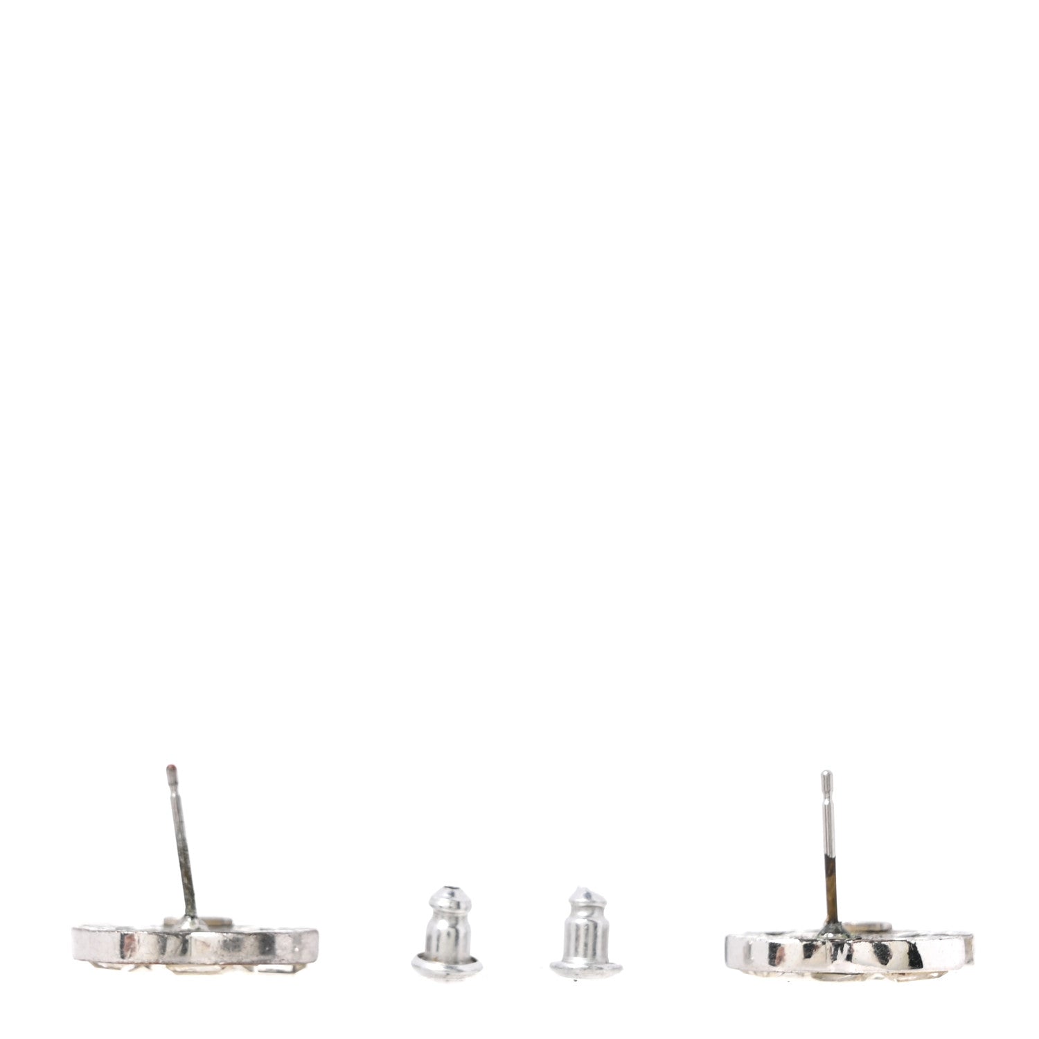Chanel Baguette Crystal CC Earrings Silver 2 of 3