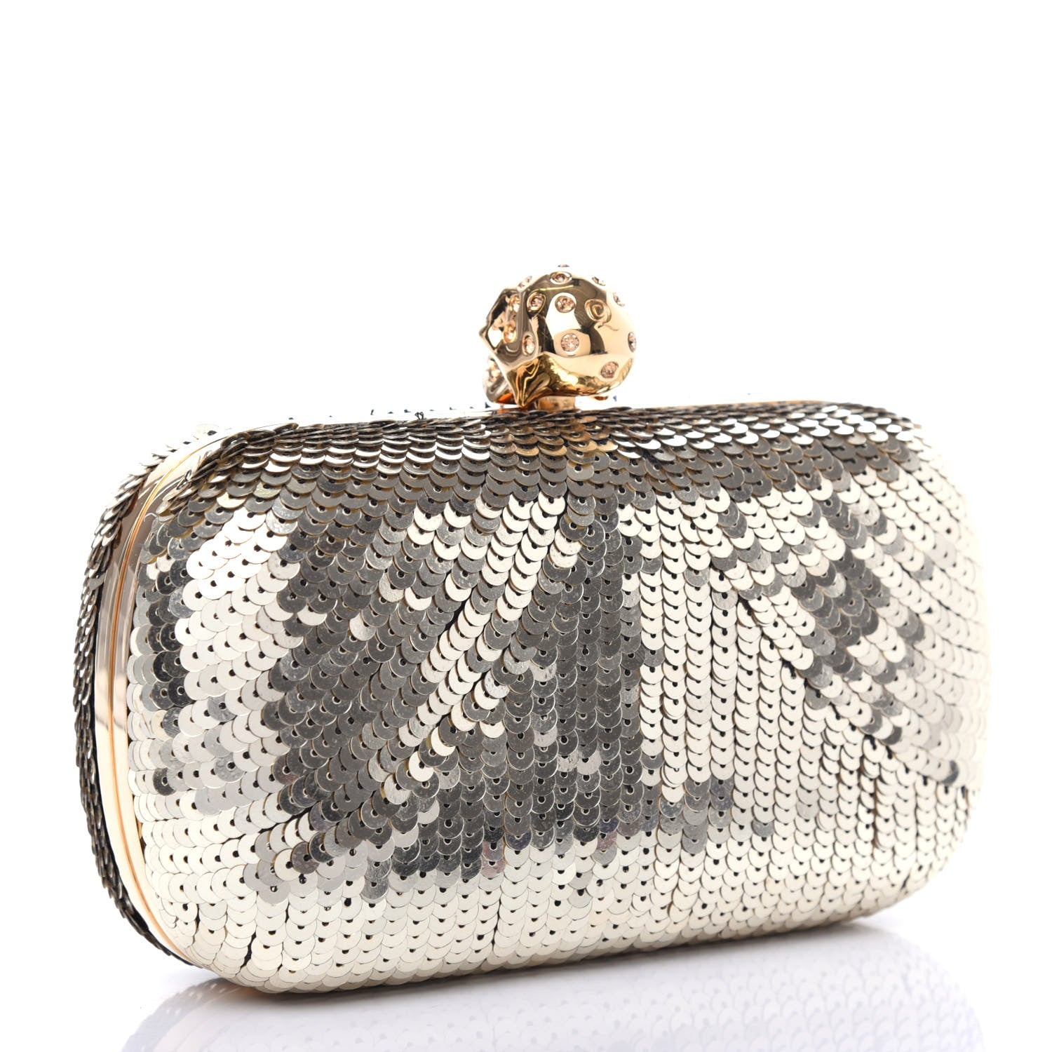 Alexander McQueen Sequin Skull Box Clutch Metallic 3 of 7