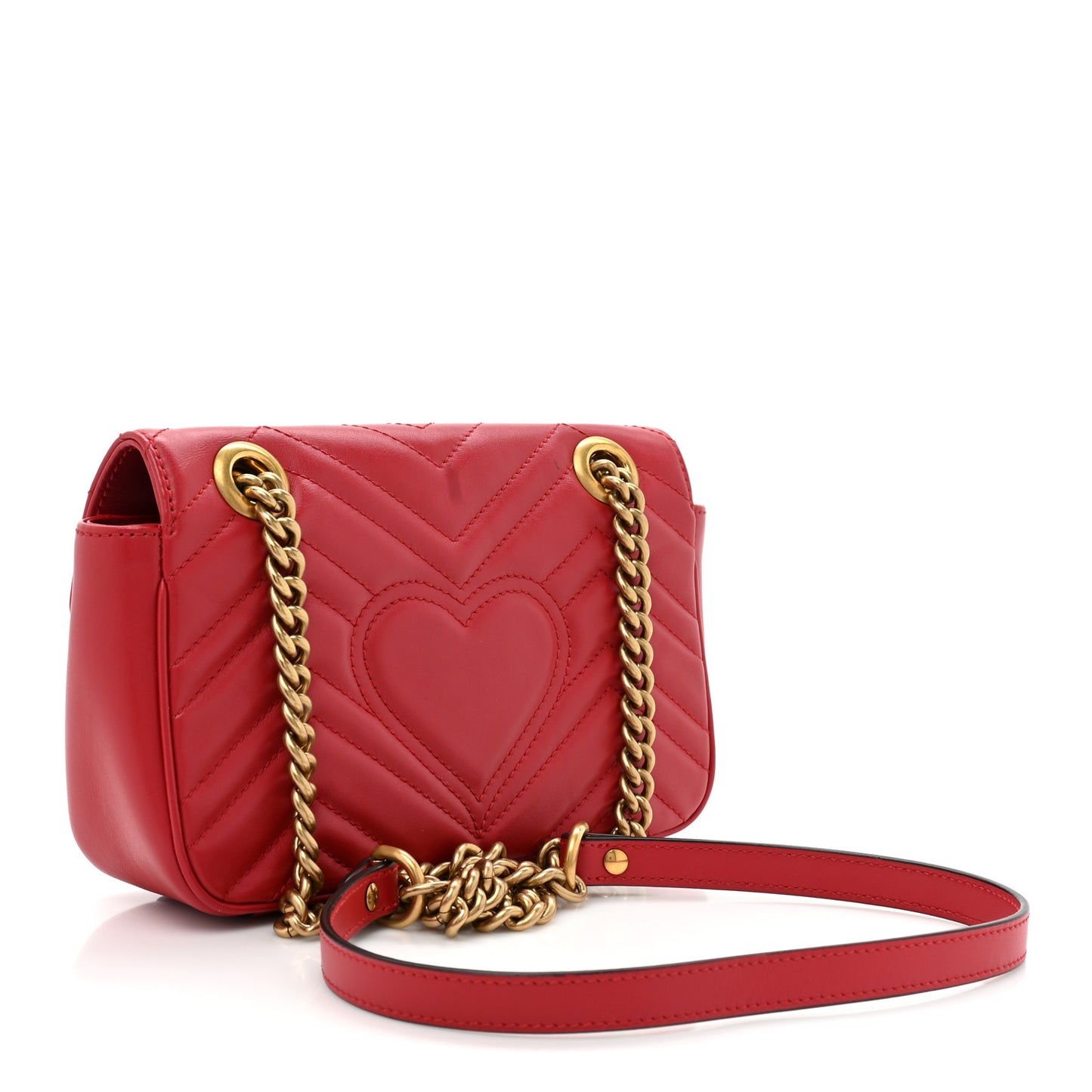 Calfskin Matelasse Mini GG Marmont Shoulder Bag Hibiscus Red