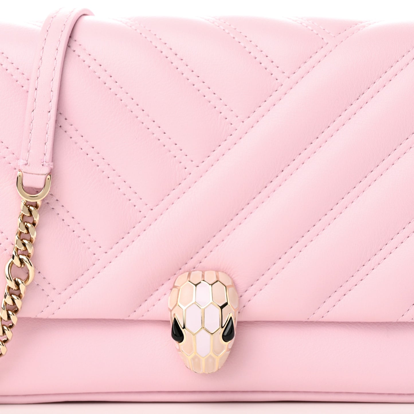 Calfskin Matelasse Serpenti Cabochon Shoulder Bag Pink