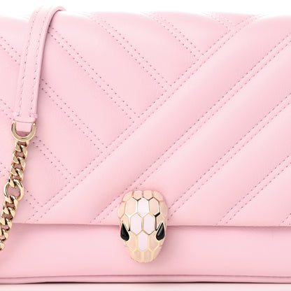 Bulgari Calfskin Matelasse Serpenti Cabochon Shoulder Bag Pink 7 of 11