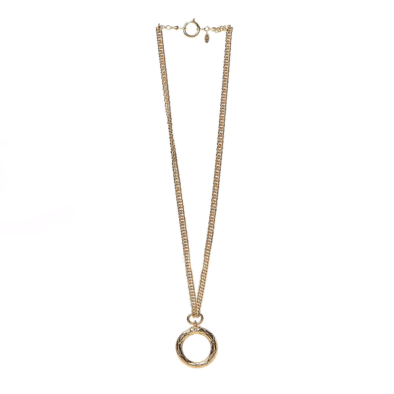 Chanel CC Quilted Loupe Chain Necklace Gold 3 of 6