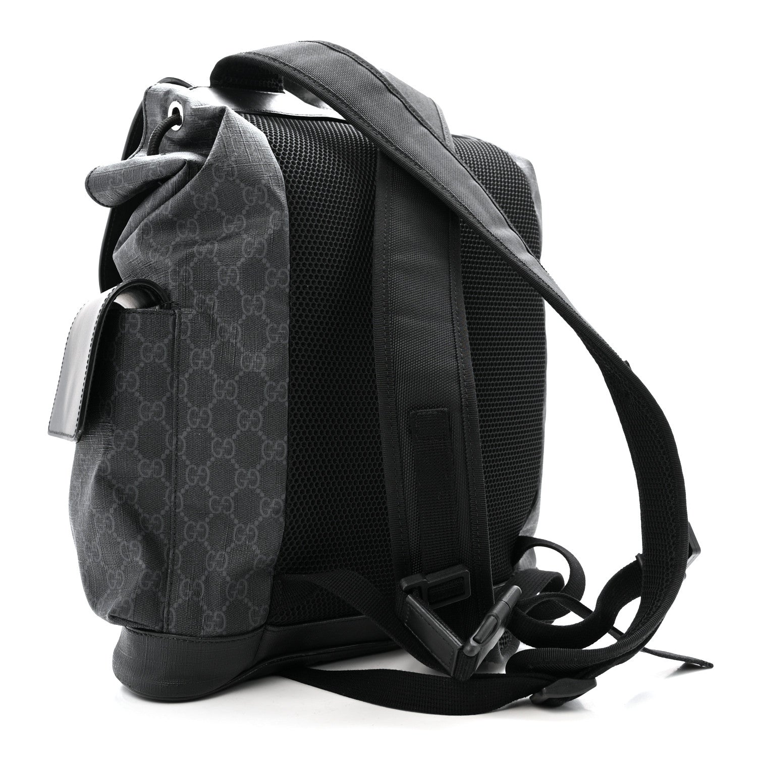 Gucci Soft GG Supreme Monogram Calfskin Web Double Buckle Backpack