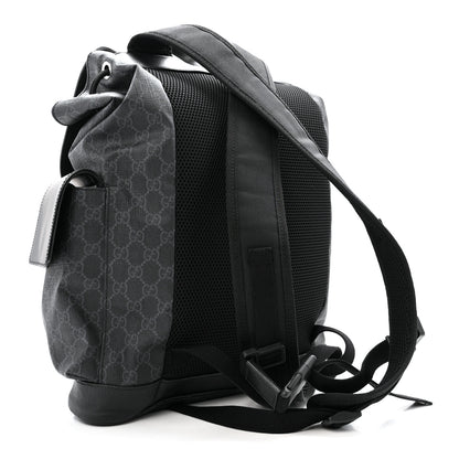 Gucci Soft GG Supreme Monogram Calfskin Web Double Buckle Backpack Black 3 of 16