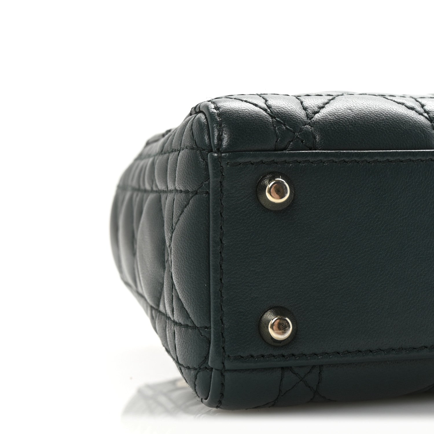 Christian Dior Lambskin Cannage Mini Lady Dior Dark Green 8 of 9
