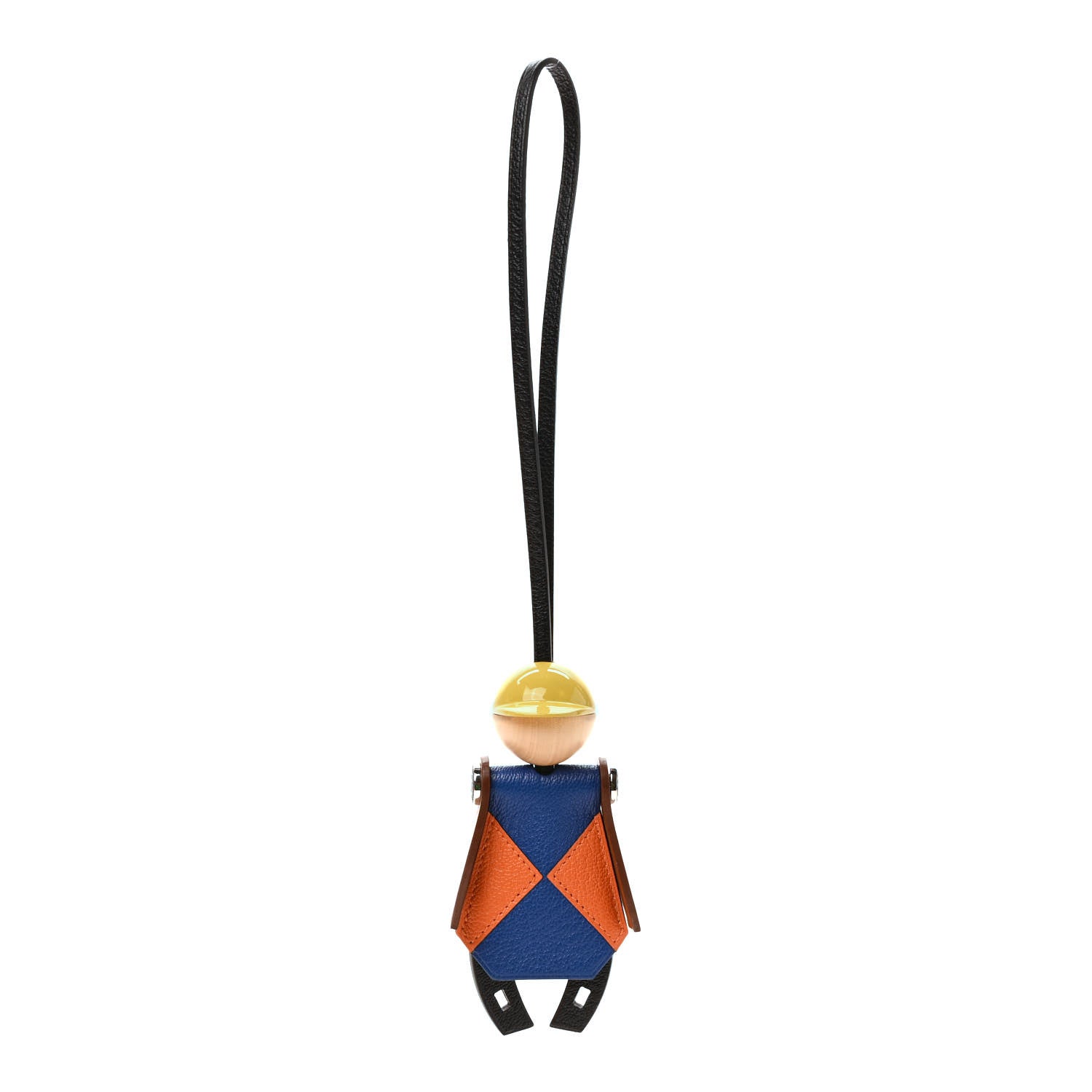 Hermes Chevre Mysore Barenia Jockey Bag Charm Black Bleu France Orange Fauve 1 of 5