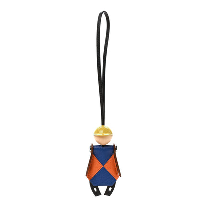 Hermes Chevre Mysore Barenia Jockey Bag Charm Black Bleu France Orange Fauve 1 of 5