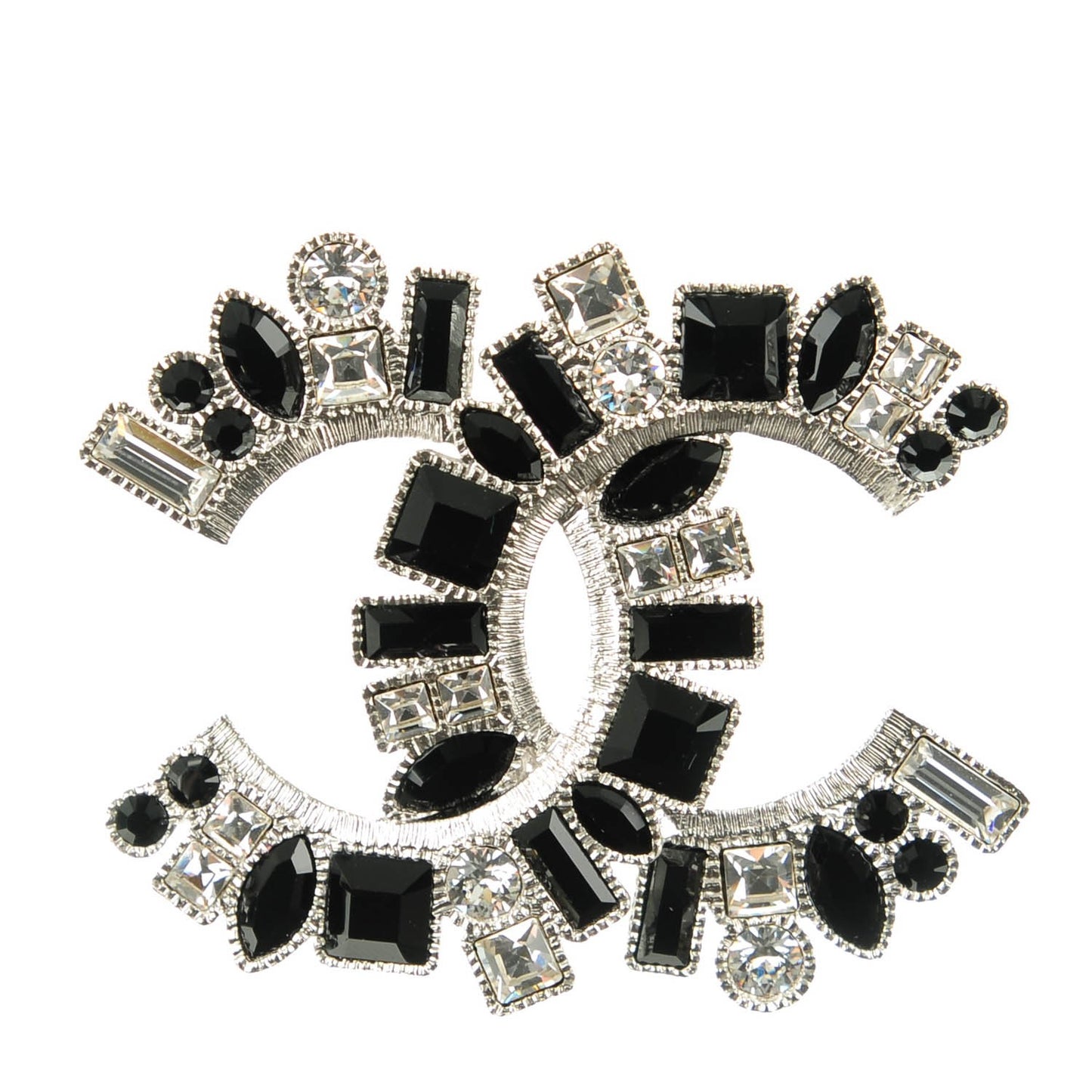 Crystal CC Brooch Black Silver