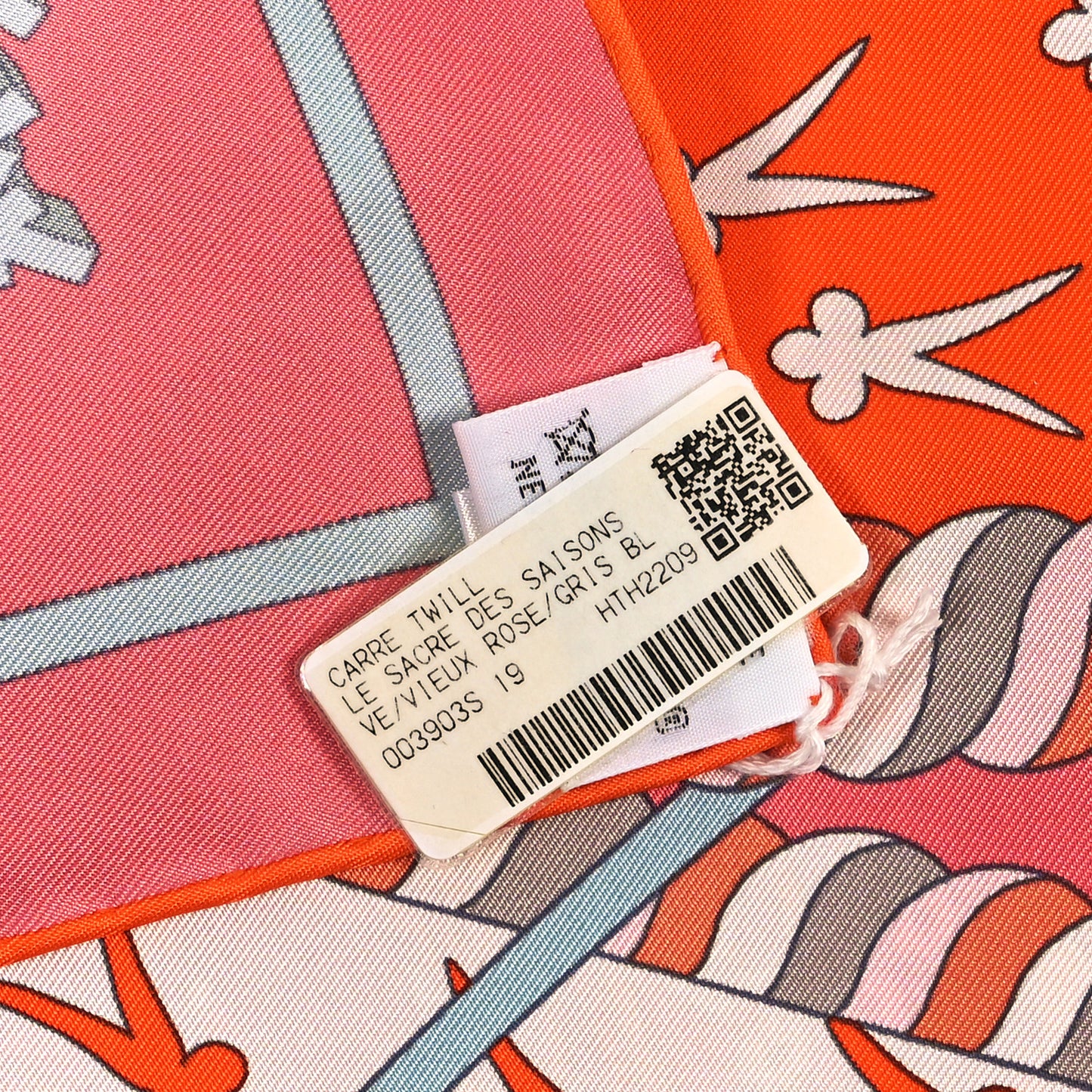 Silk Le Sacre Des Saisons Scarf 90  Vieux Rose Gris Bleute Orange