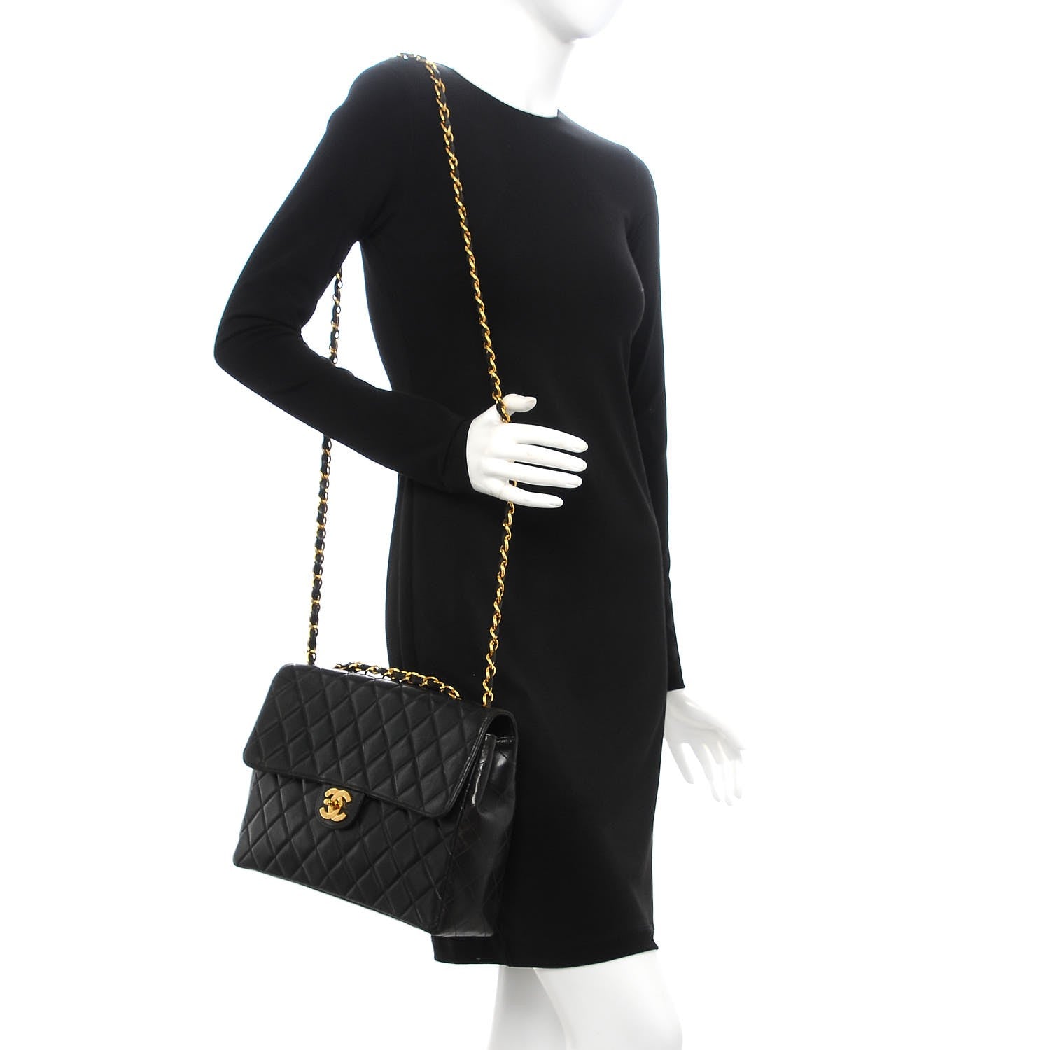 Chanel Lambskin Quilted Jumbo Single Flap Black 2 of 9