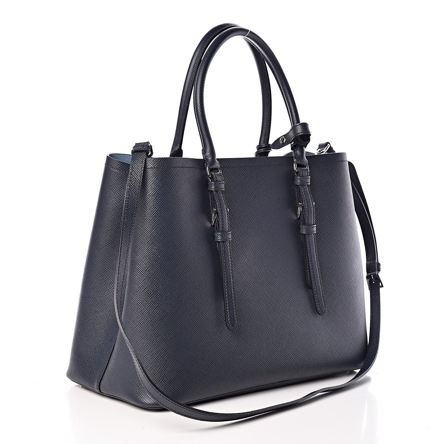 Prada Saffiano Cuir Medium Double Handle Tote Baltico Astrale 3 of 11