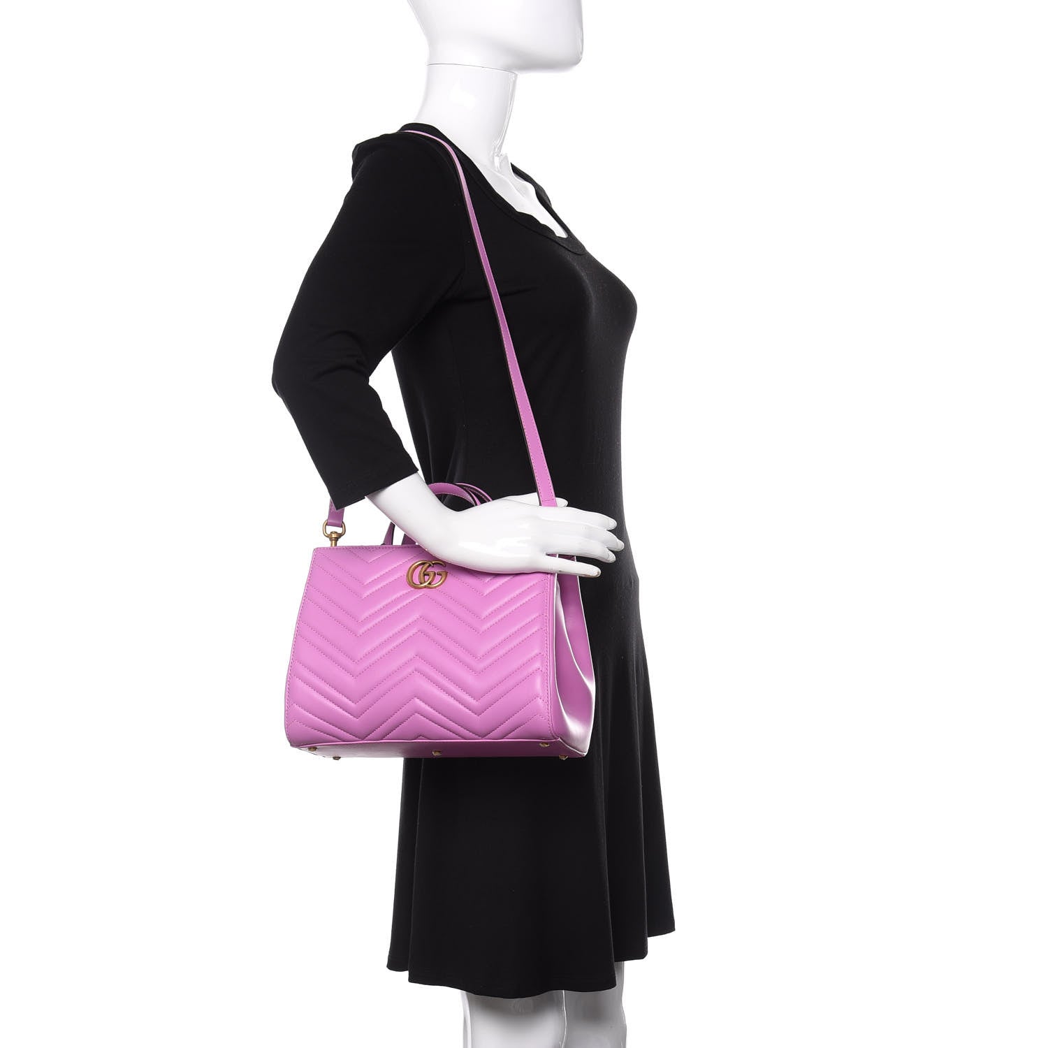 Gucci Calfskin Matelasse Small GG Marmont Tote Candy Mousse 2 of 10