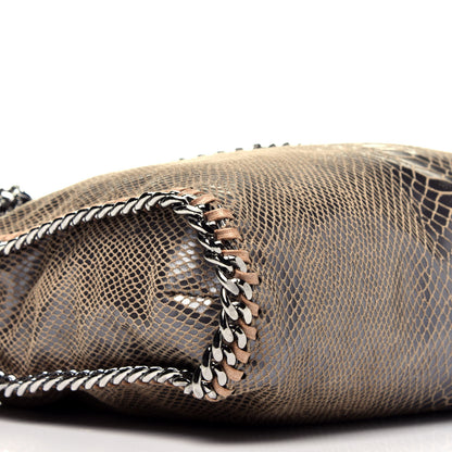 Stella McCartney Metallic Snakeskin Print Small Falabella Fold Over Tote Brown 8 of 9