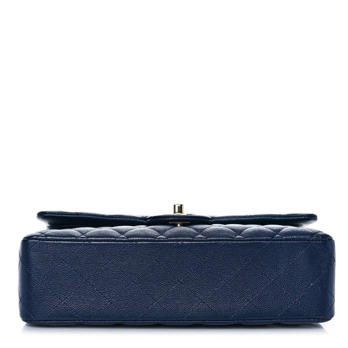 Caviar Quilted Medium Double Flap Dark Blue