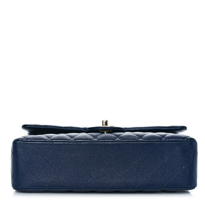 Chanel Caviar Quilted Medium Double Flap Dark Blue 10 of 13