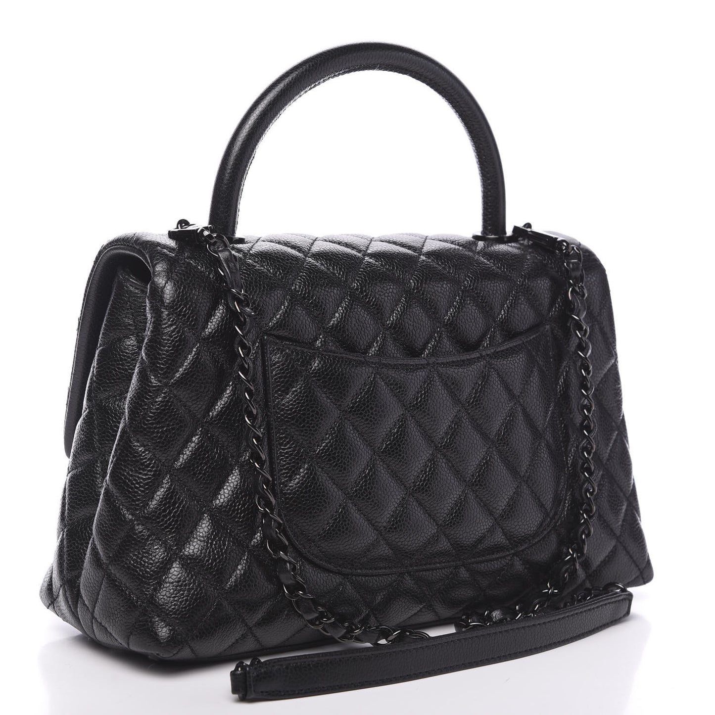 Caviar Quilted Small Coco Handle Flap So Black