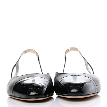 Chanel Goatskin Grograin Cap Toe CC Slingback 35.5 Black 2 of 8