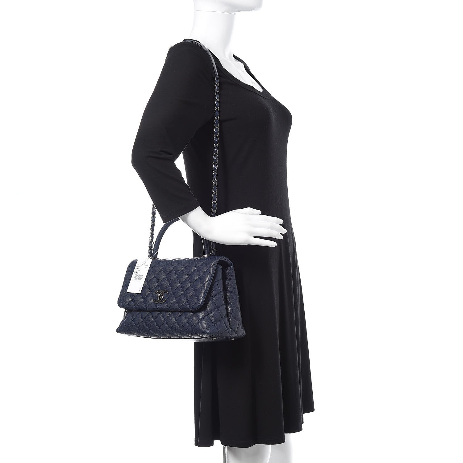 Chanel Caviar Quilted Small Coco Handle Flap Navy 2 of 10