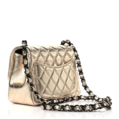 Chanel Metallic Lambskin Quilted Mini Square Flap Gold Black 3 of 11