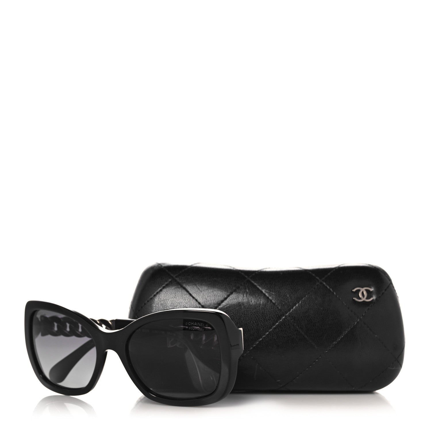 Chanel Acetate Metal Polarized Chain Square Sunglasses 5305 Black 9 of 9