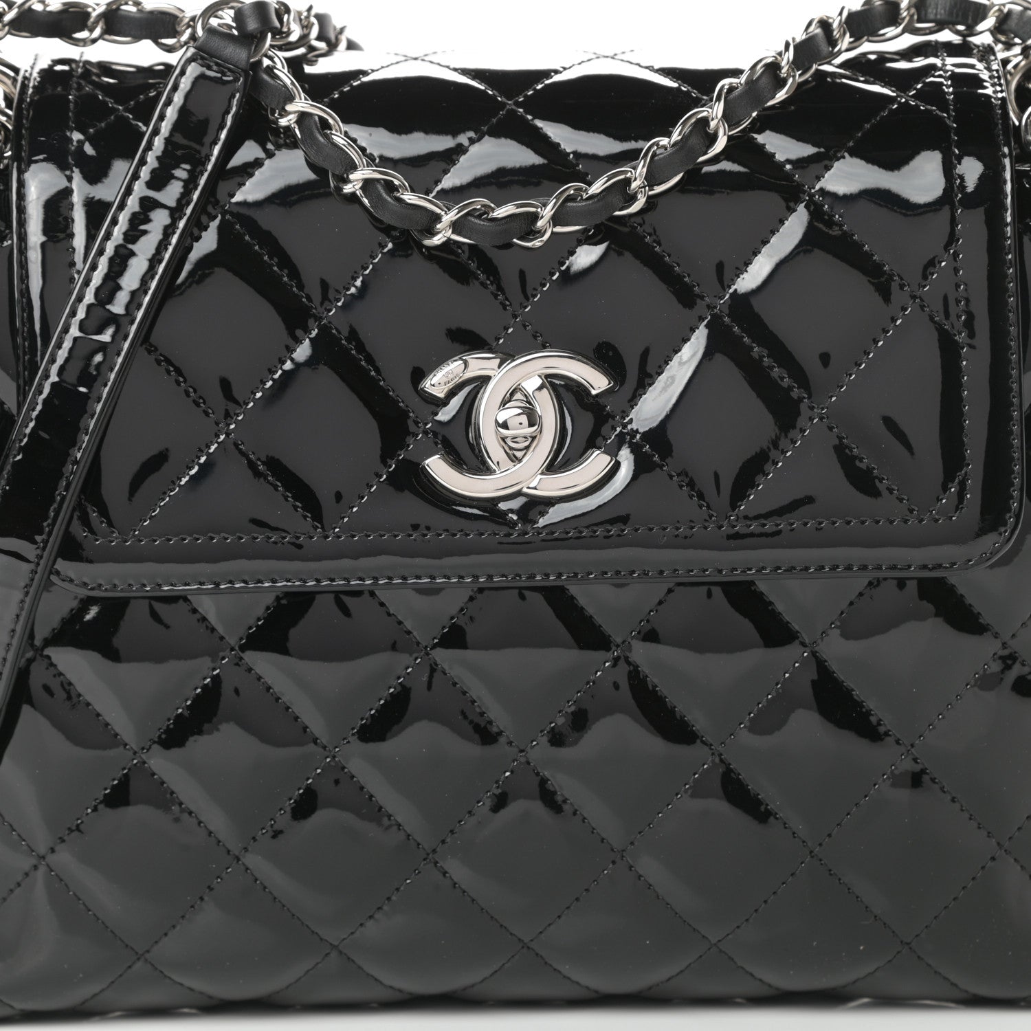 Chanel Patent Quilted Large Coco Shine Accordion Flap Black 8 of 11