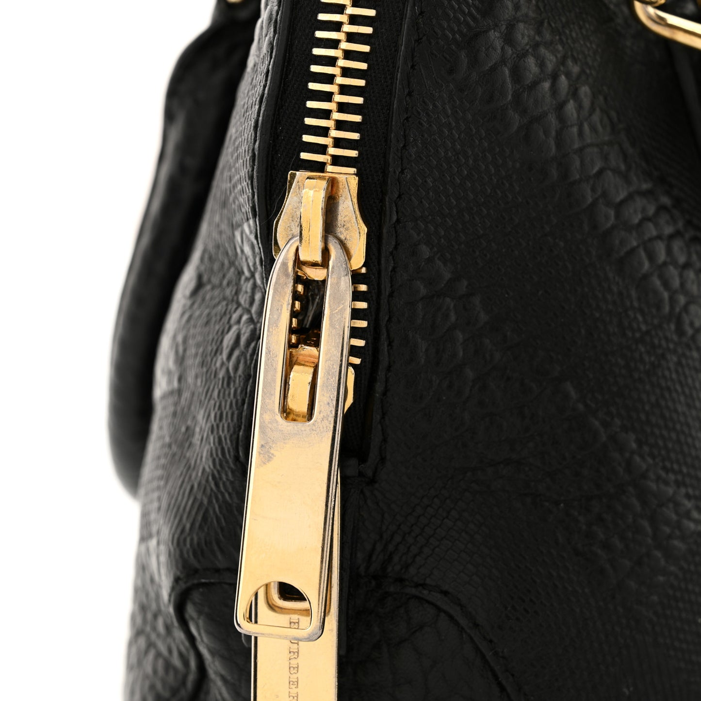 Heritage Grain Check Embossed Small Orchard Bowling Bag Black