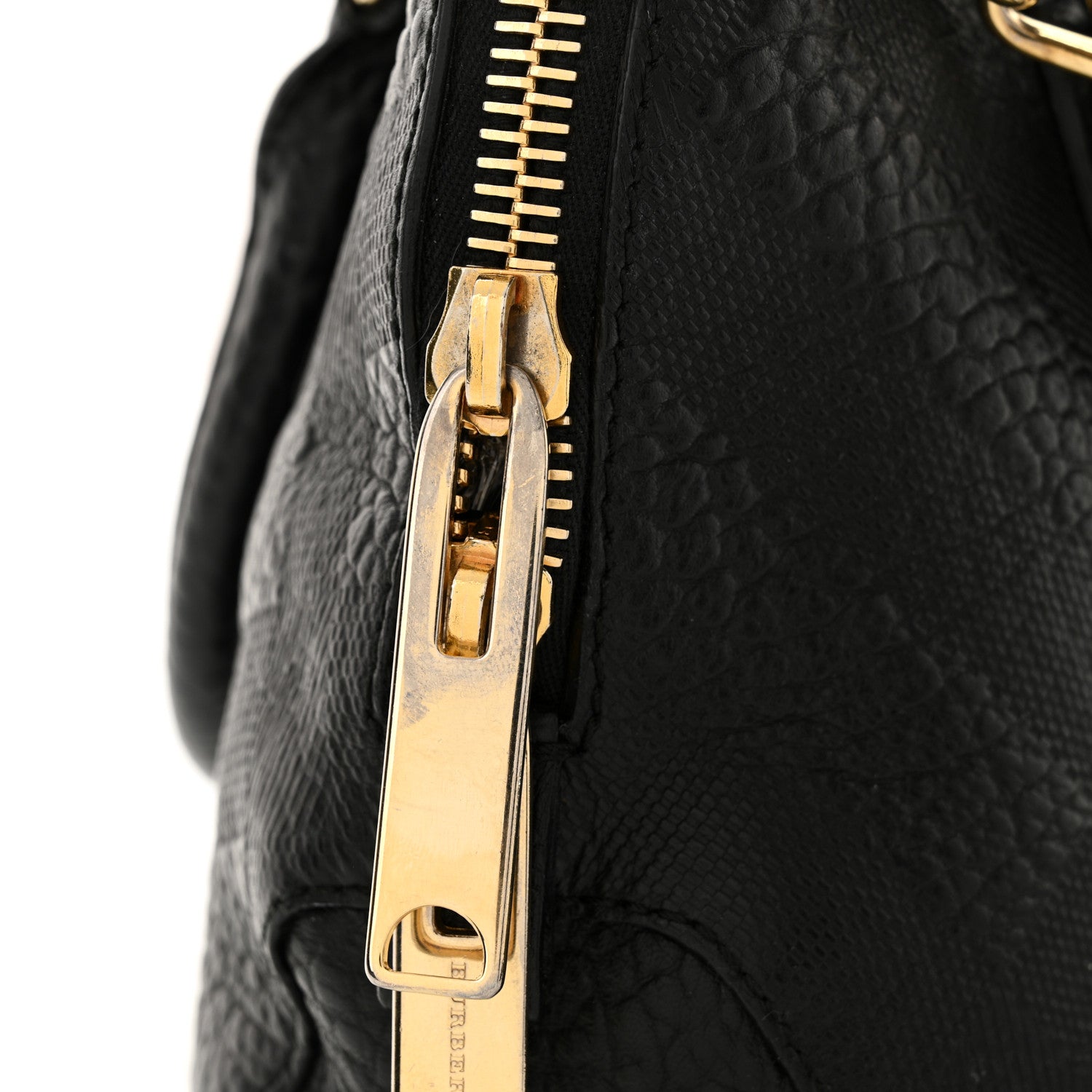 Burberry Heritage Grain Check Embossed Small Orchard Bowling Bag Black 13 of 13