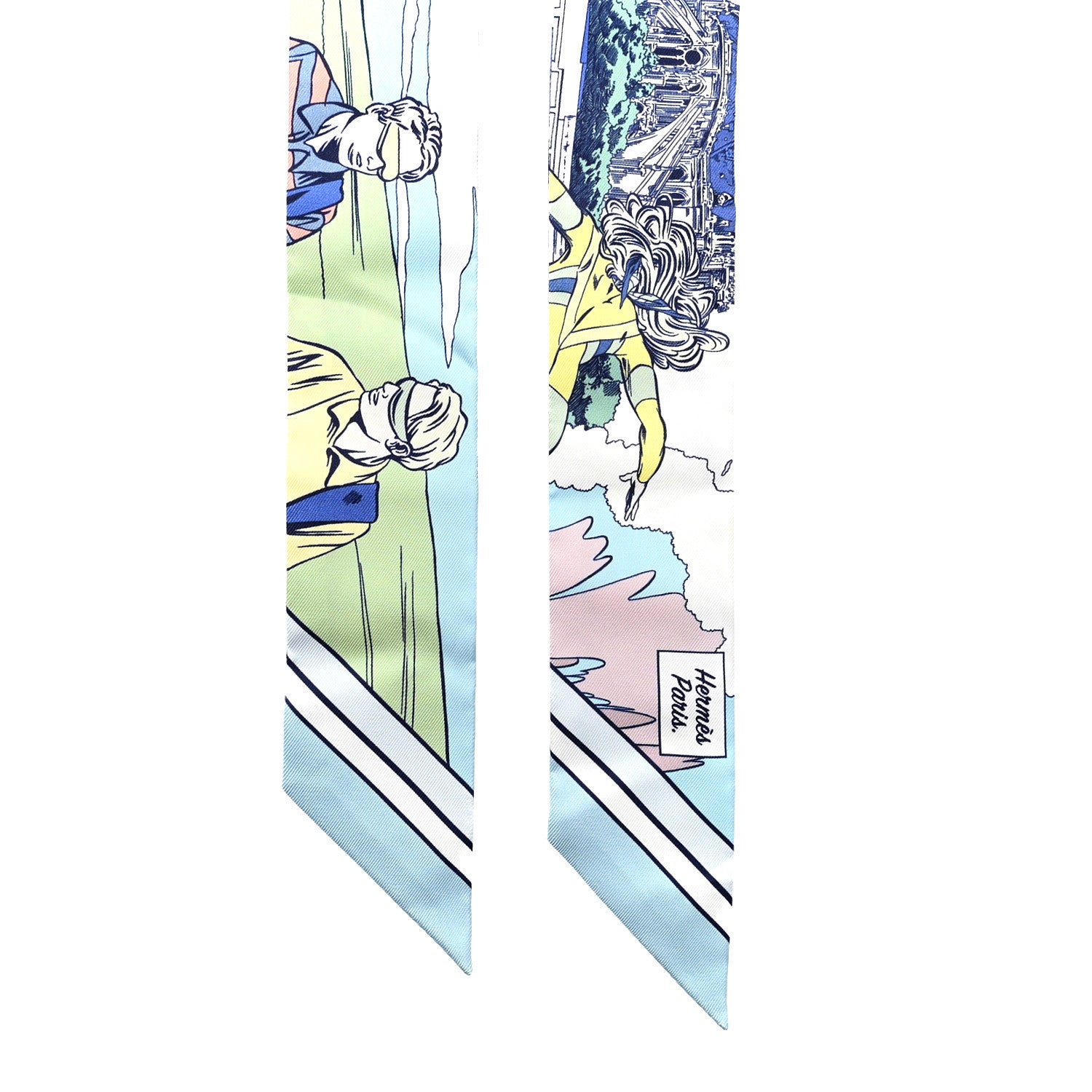 Hermes Silk Wow Twilly Blue Ciel Veil Rose 2 of 3