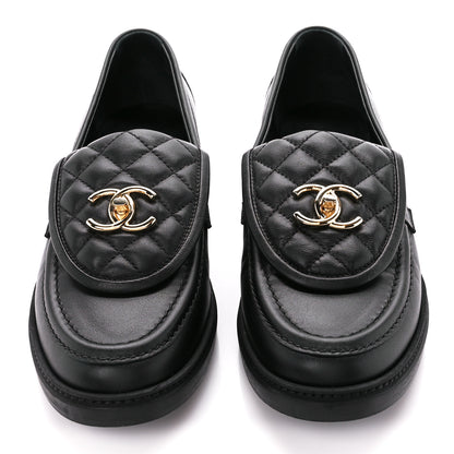 Chanel Lambskin Quilted CC Turnlock Loafers 40 Black 2 of 10
