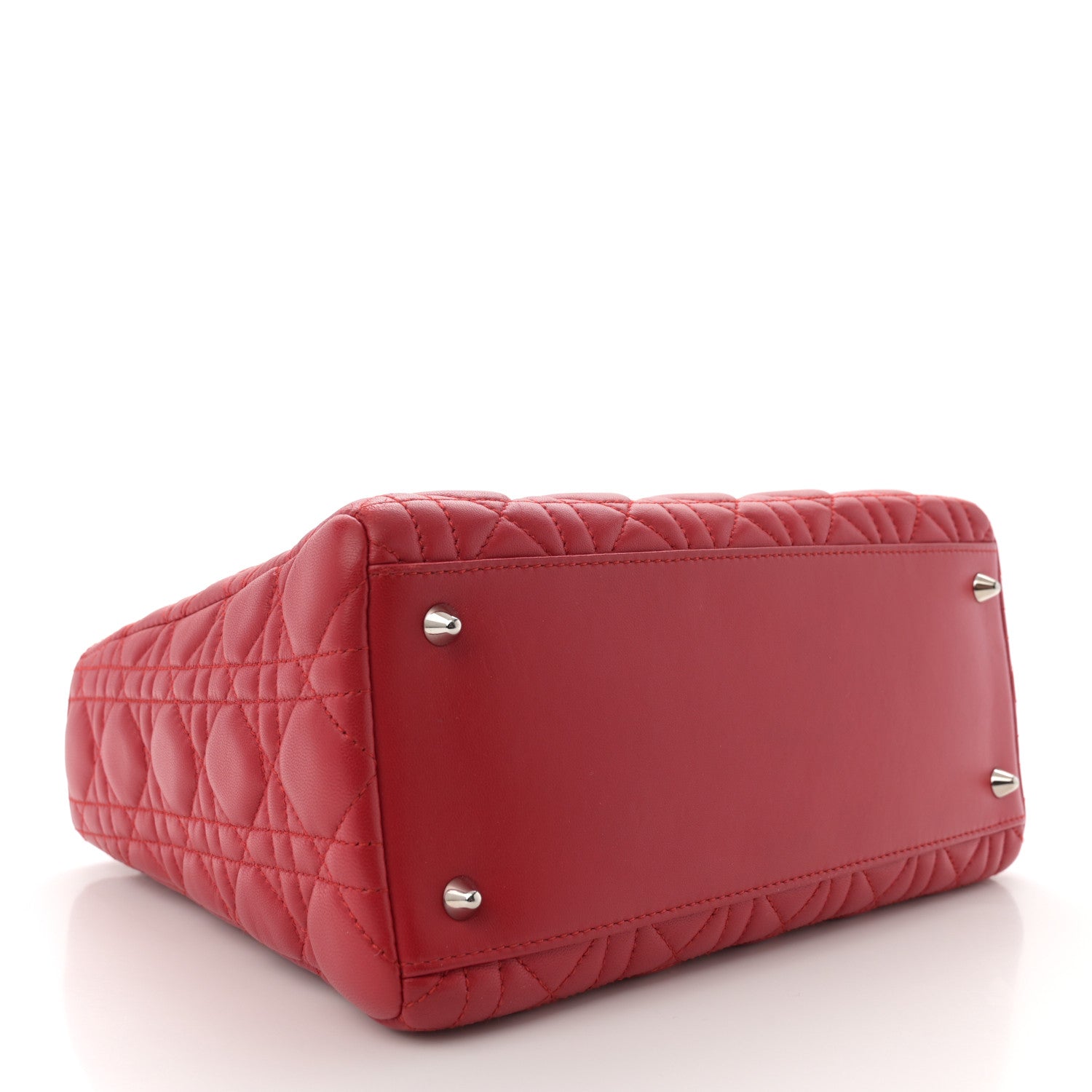 Christian Dior Lambskin Cannage Medium Lady Dior Red 4 of 11