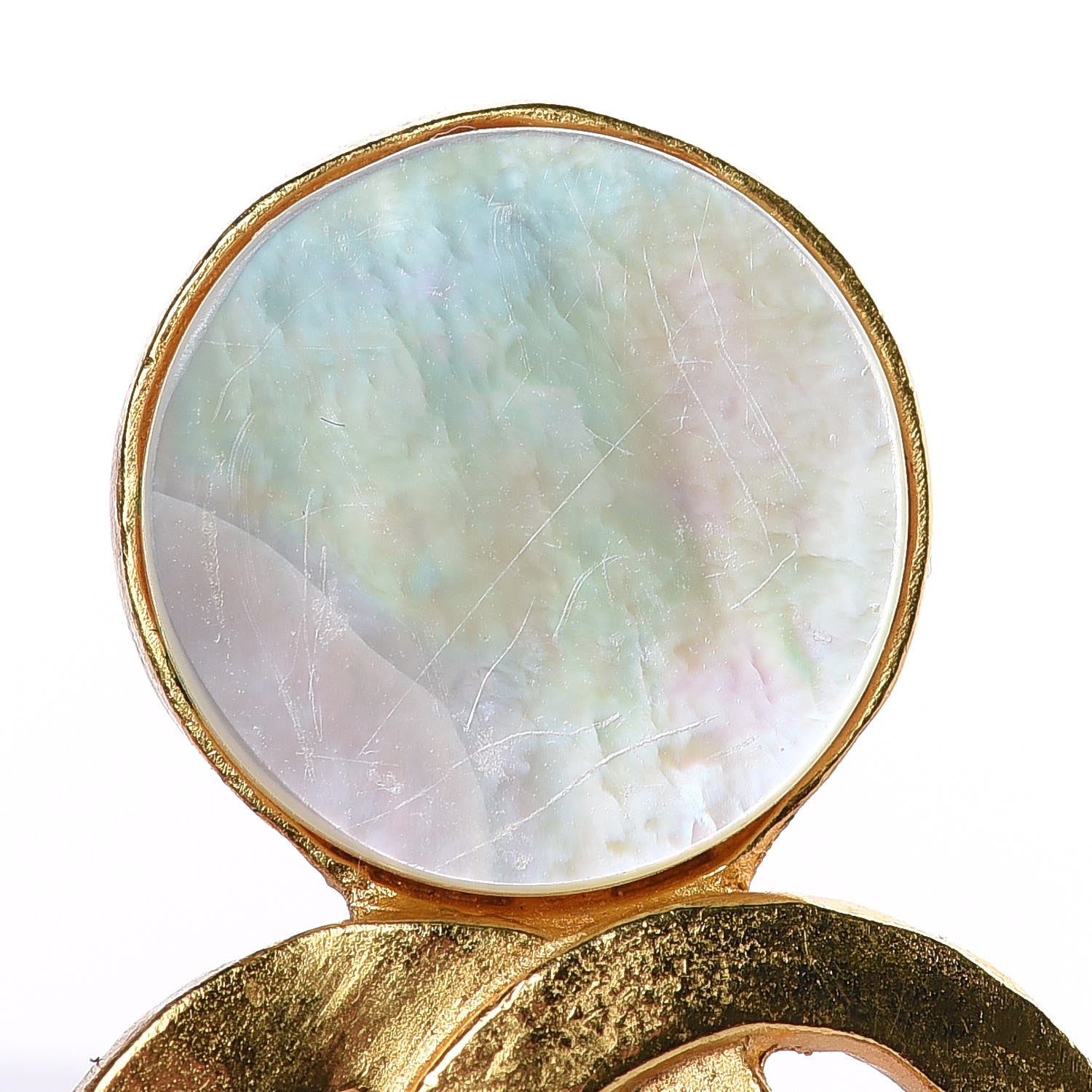 Chanel Mother of Pearl CC Brooch Gold 5 of 6